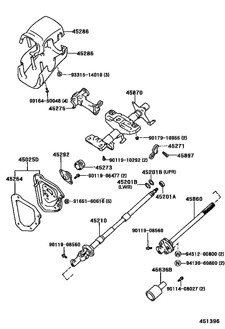 Toyota HILUX Steering Column & Shaft EPC diagram — 451396