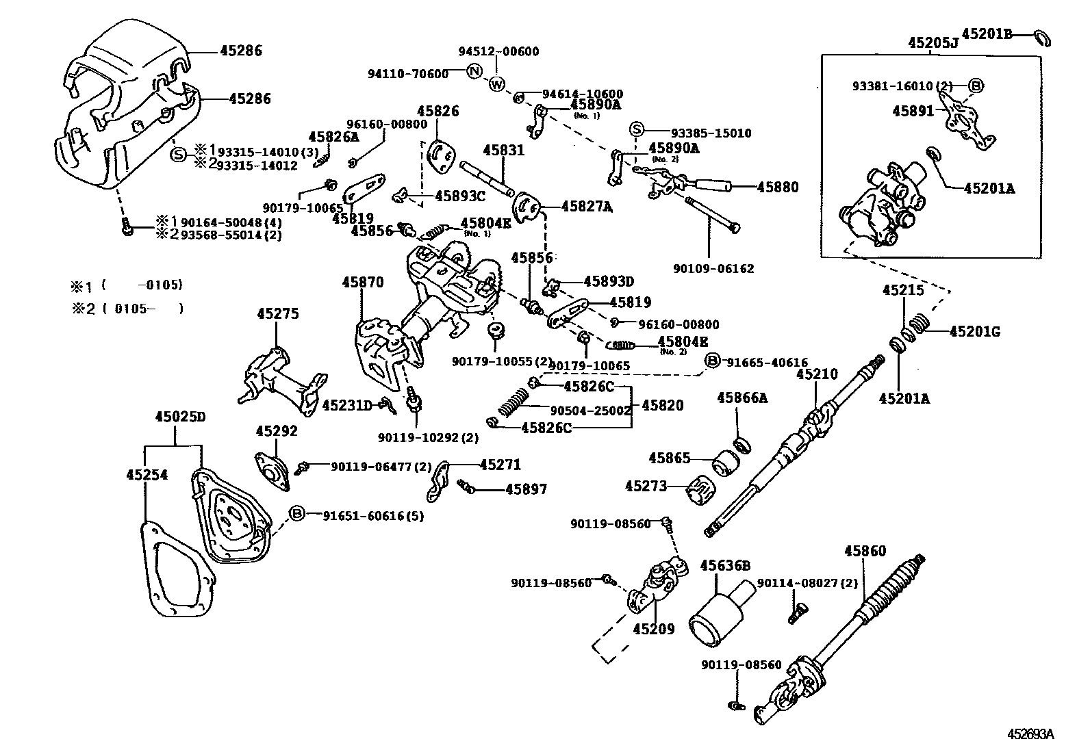 Toyota HILUX Steering Column & Shaft EPC diagram — 452693A