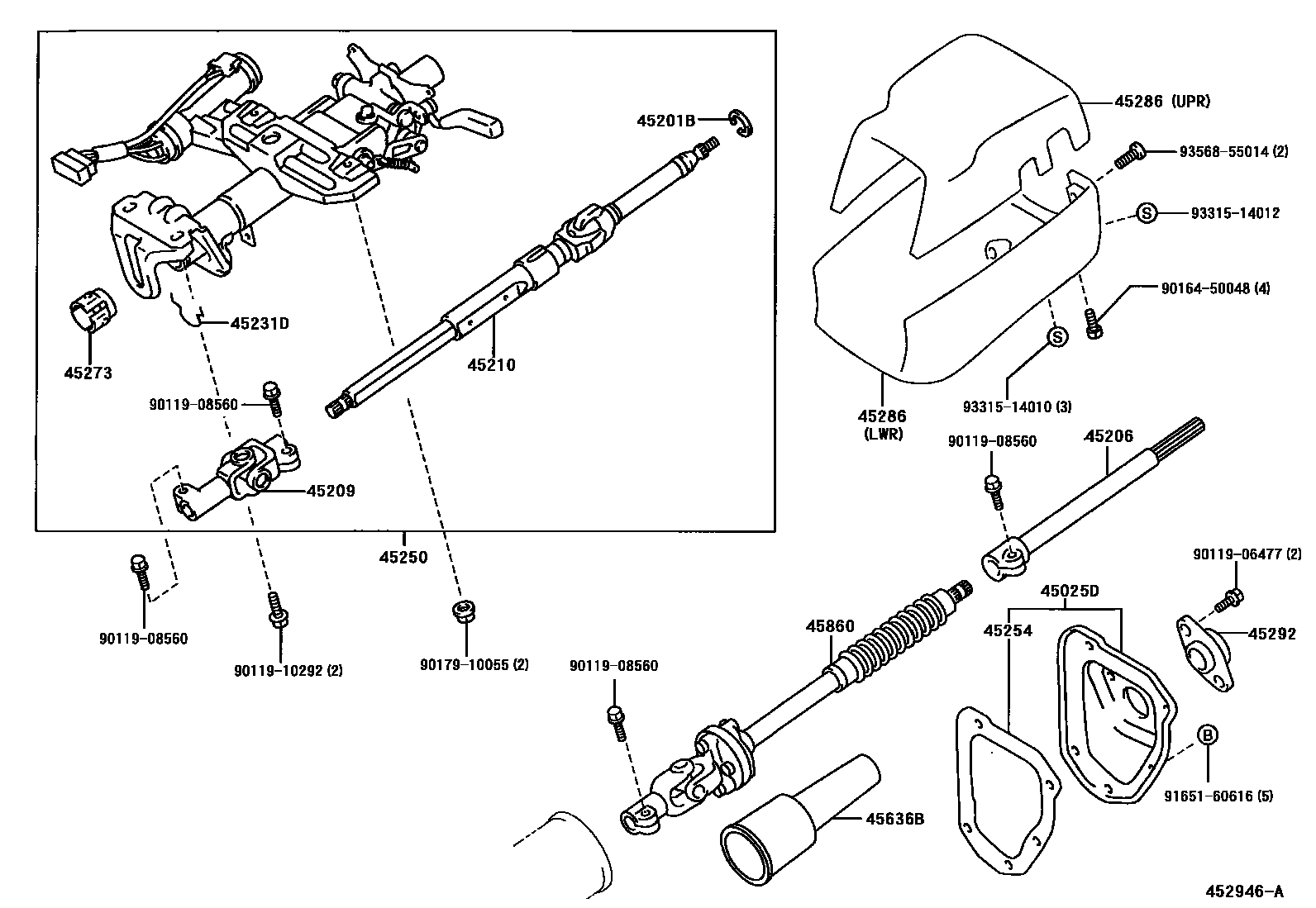 Toyota HILUX Steering Column & Shaft EPC diagram — 452946A