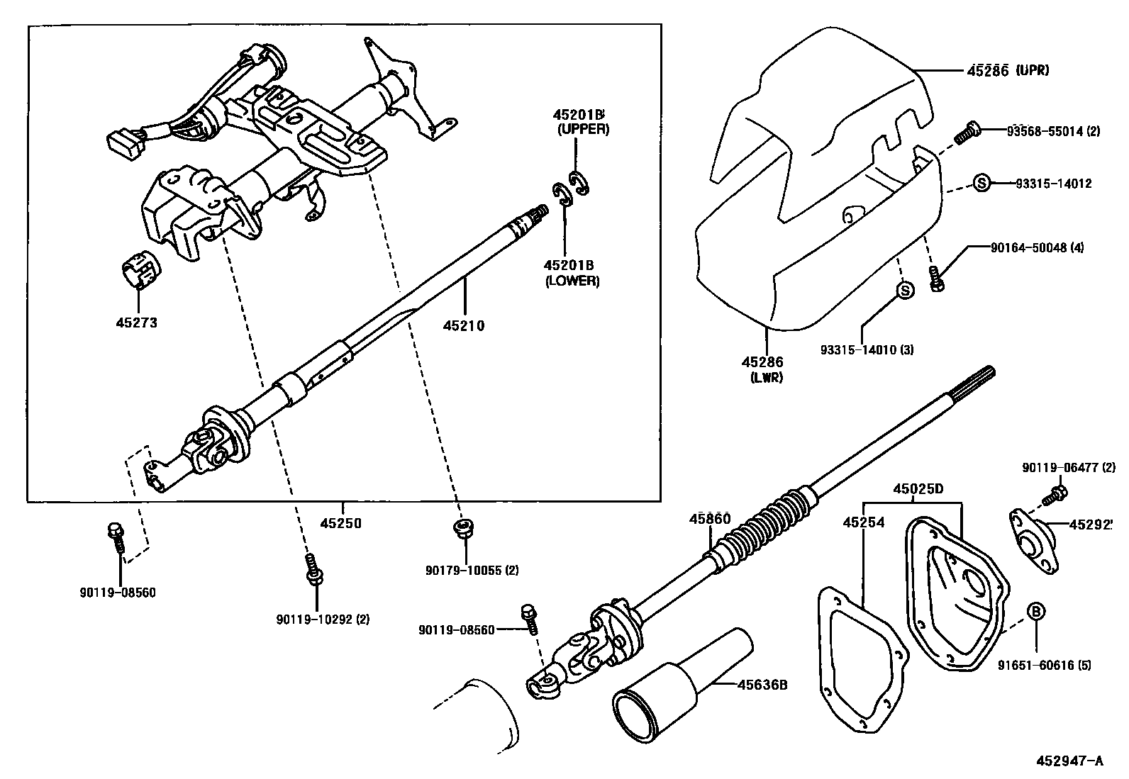 Toyota HILUX Steering Column & Shaft EPC diagram — 452947A