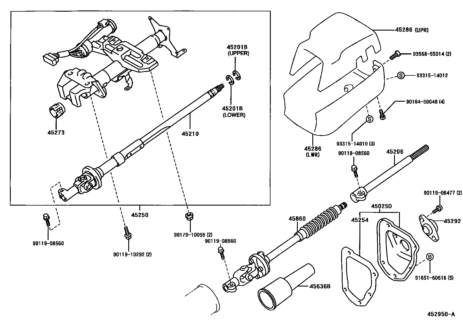 Toyota HILUX Steering Column & Shaft EPC diagram — 452950A