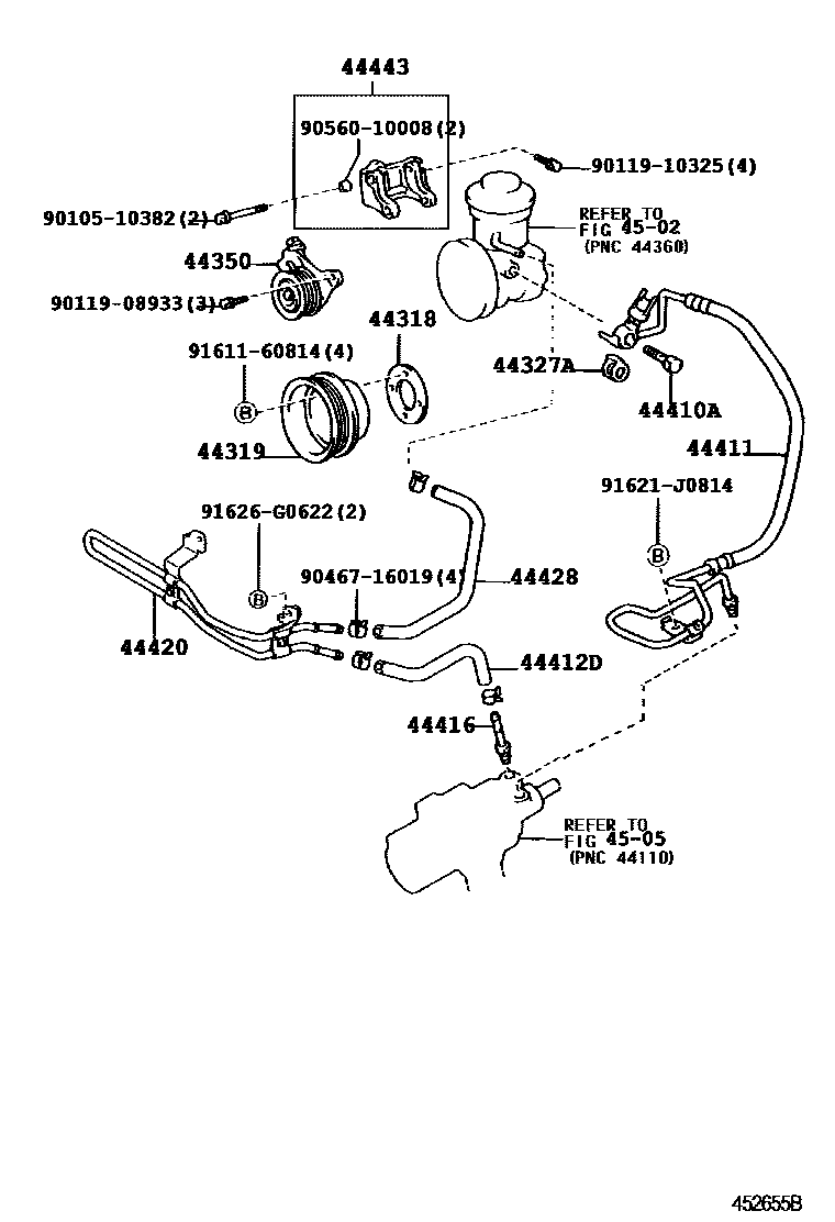 Toyota HILUX 动力转向配管 EPC diagram — 452655B