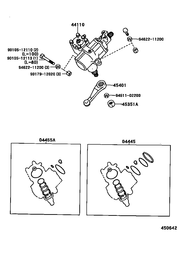 Toyota HILUX 前转向齿轮和连杆 EPC diagram — 450642