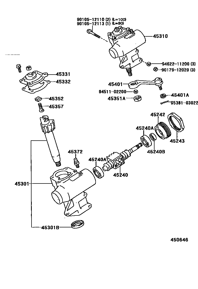 Toyota HILUX 前转向齿轮和连杆 EPC diagram — 450646