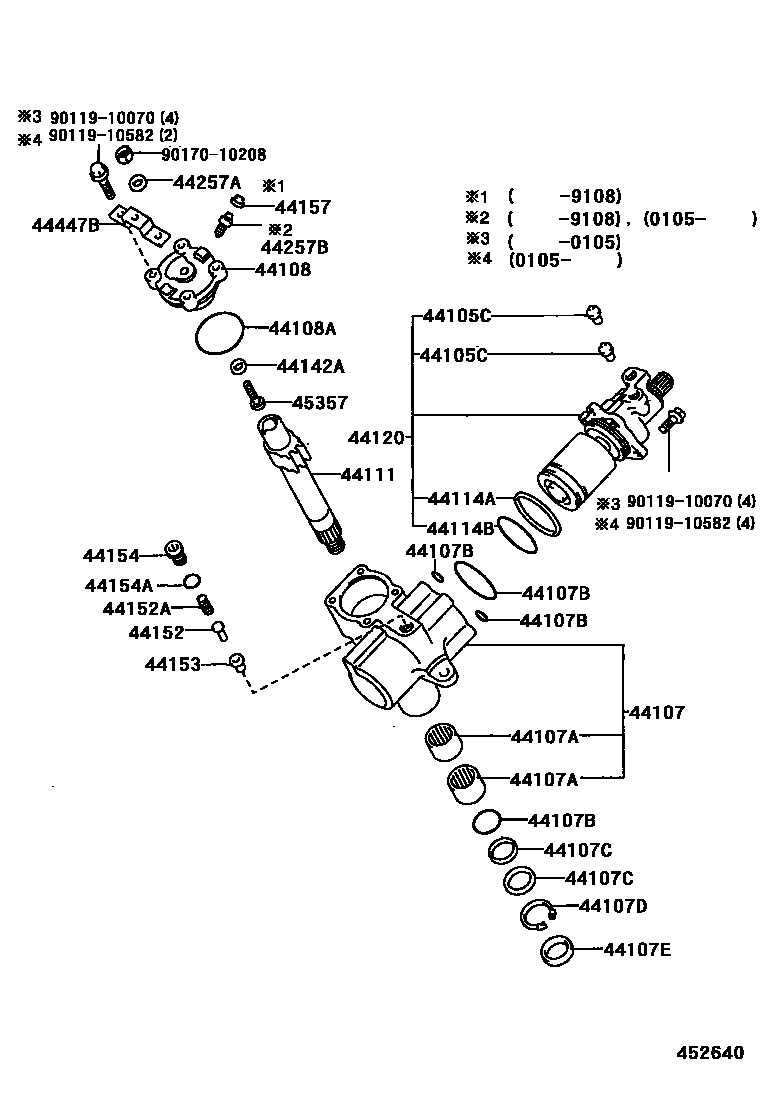 Toyota HILUX 前转向齿轮和连杆 EPC diagram — 452640