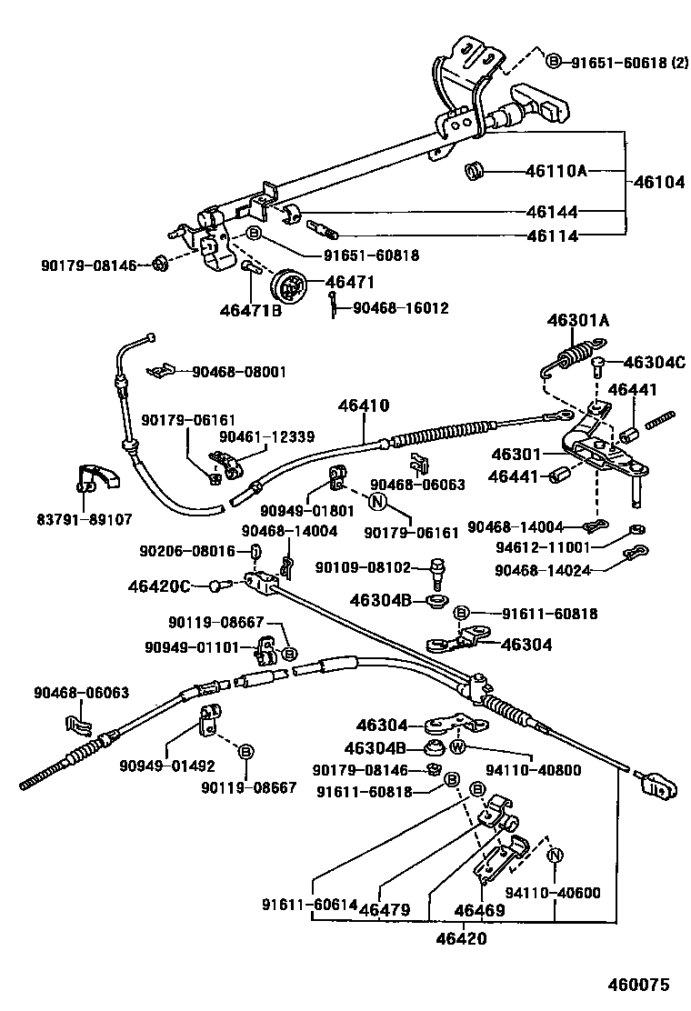 Toyota HILUX Parking Brake & Cable EPC diagram — 460075