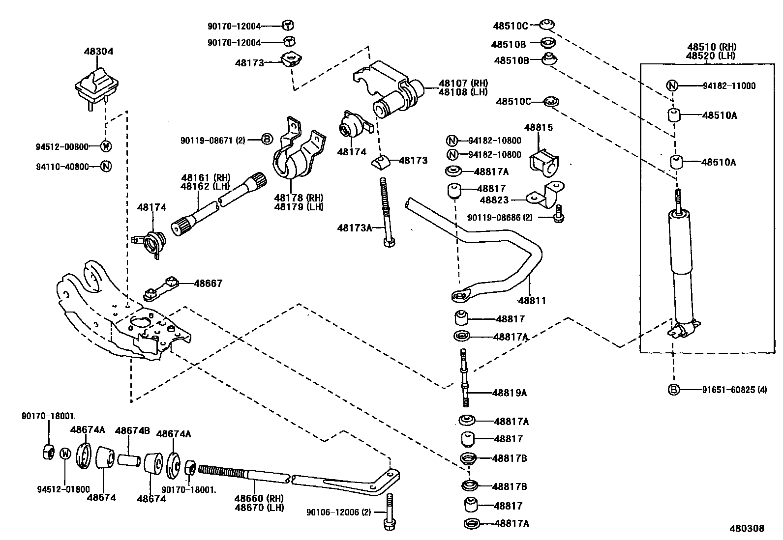 Toyota HILUX Front Spring & Shock Absorber EPC diagram — 480308