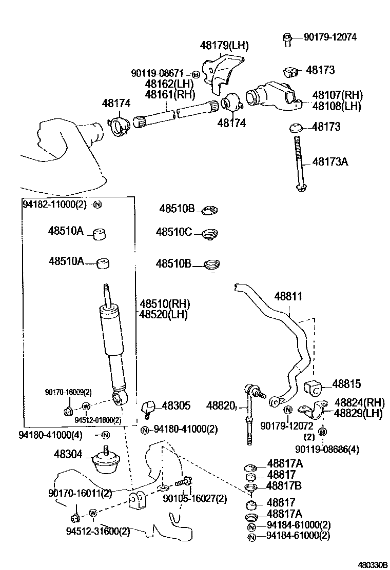 Toyota HILUX Front Spring & Shock Absorber EPC diagram — 480330B