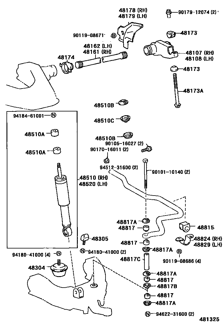 Toyota HILUX Front Spring & Shock Absorber EPC diagram — 481325