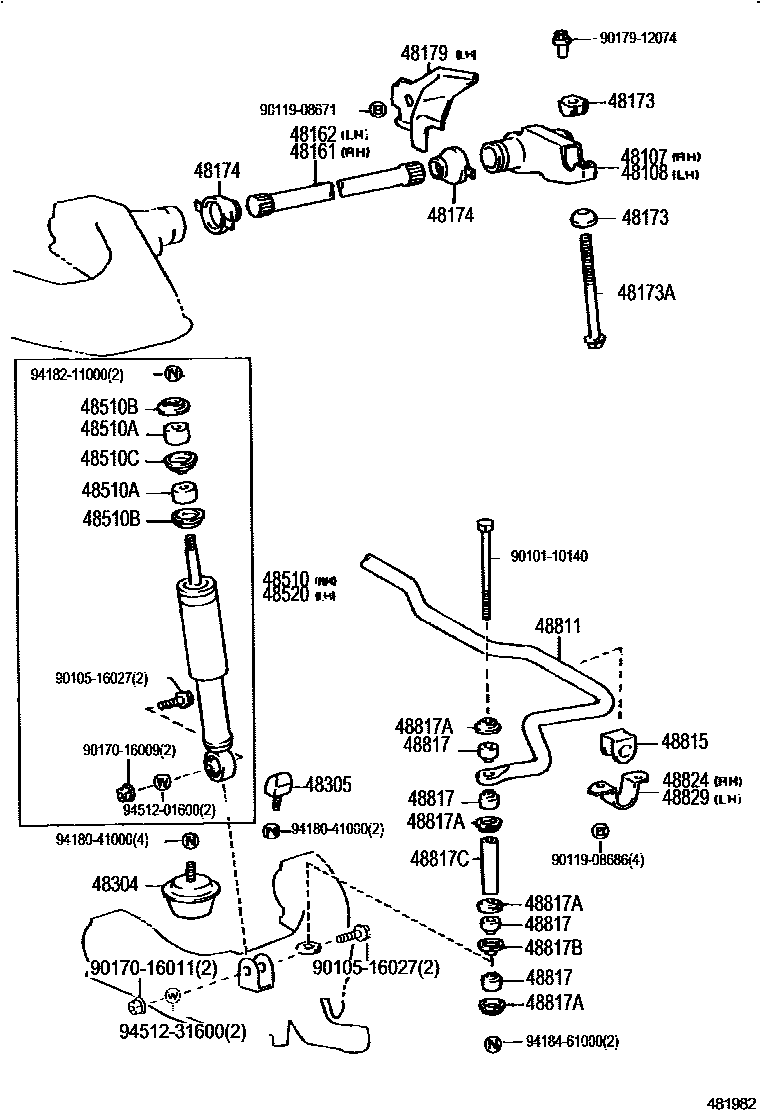 Toyota HILUX Front Spring & Shock Absorber EPC diagram — 481982