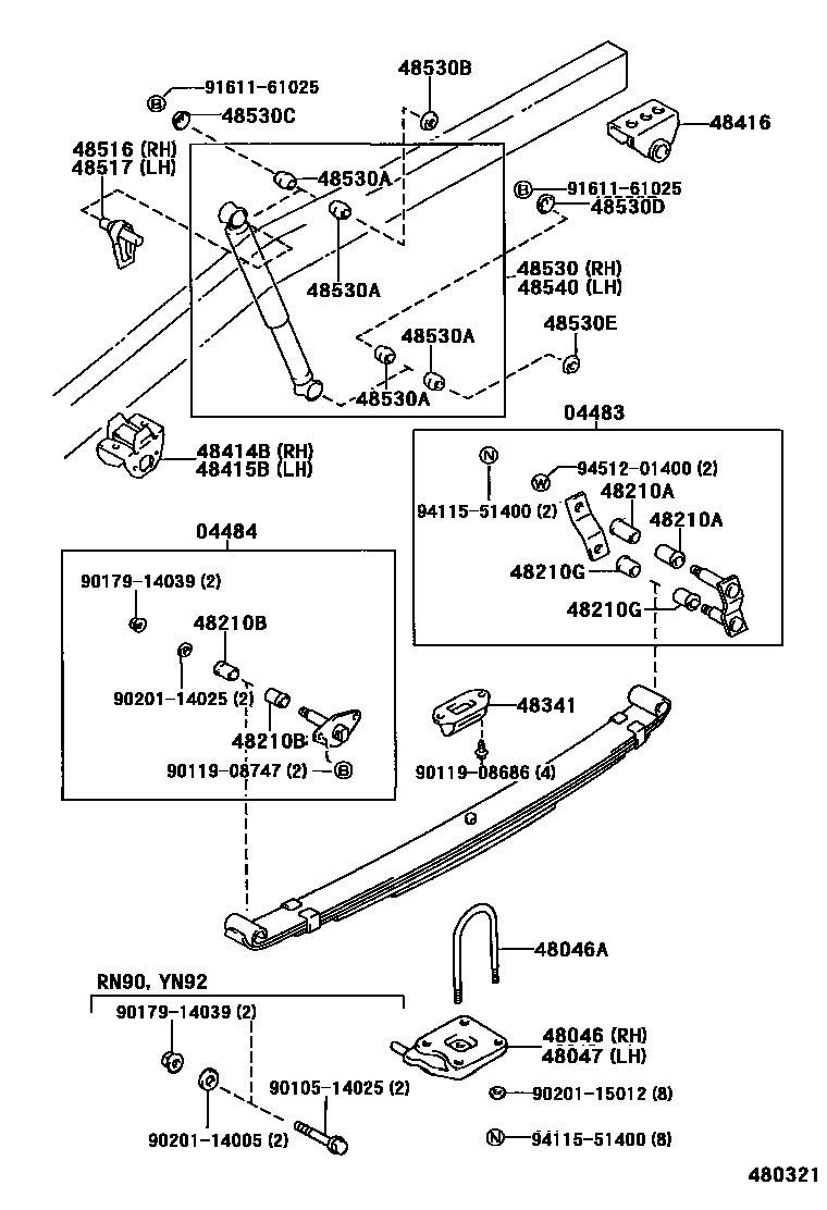 Toyota HILUX Rear Spring & Shock Absorber EPC diagram — 480321