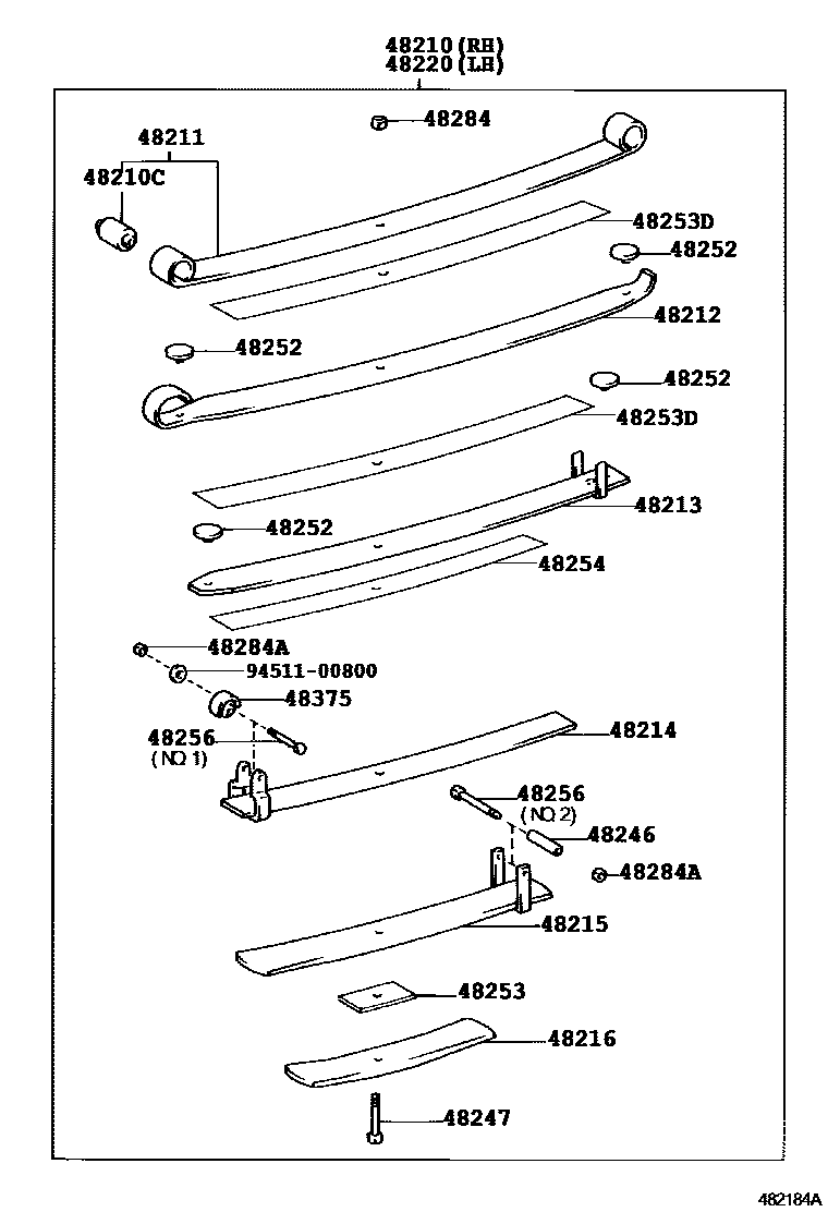 Toyota HILUX Rear Spring & Shock Absorber EPC diagram — 482184A