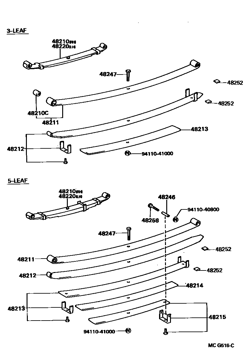 Toyota HILUX Rear Spring & Shock Absorber EPC diagram — MCG516C
