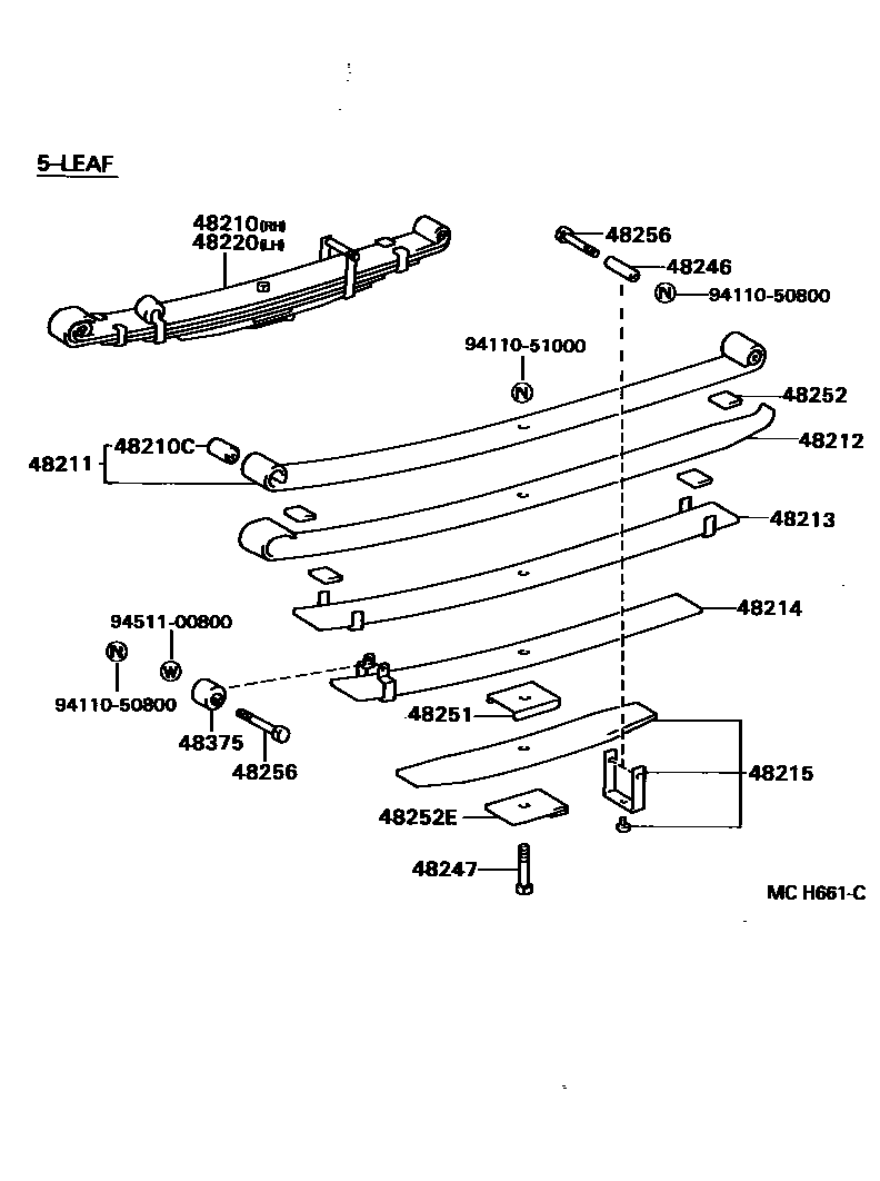 Toyota HILUX Rear Spring & Shock Absorber EPC diagram — MCH661C