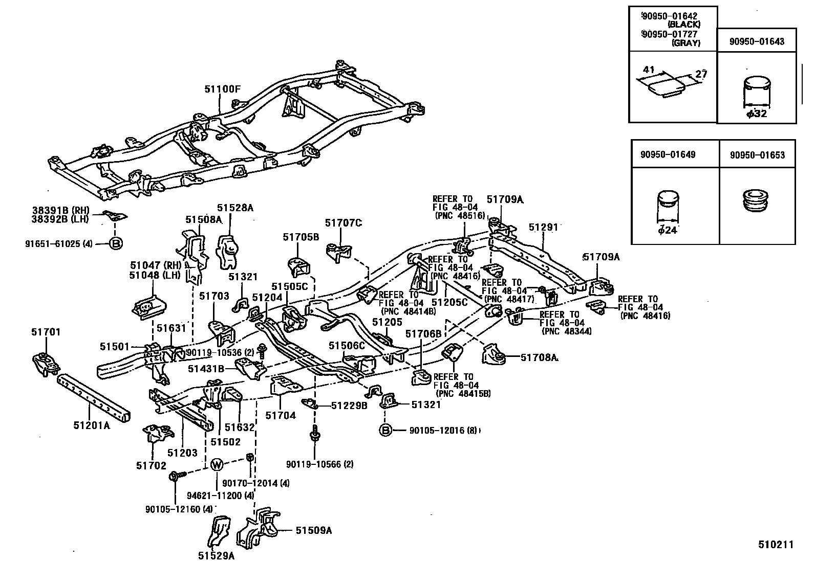 Toyota HILUX 车架 EPC diagram — 510211