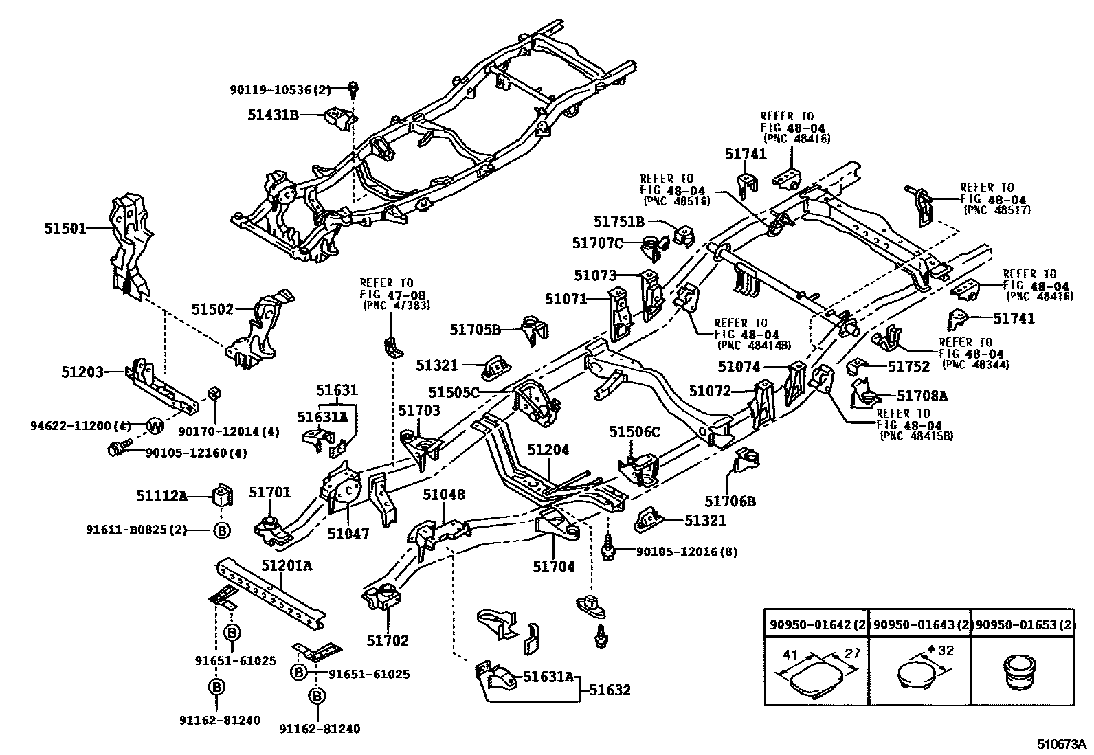 Toyota HILUX 车架 EPC diagram — 510673A