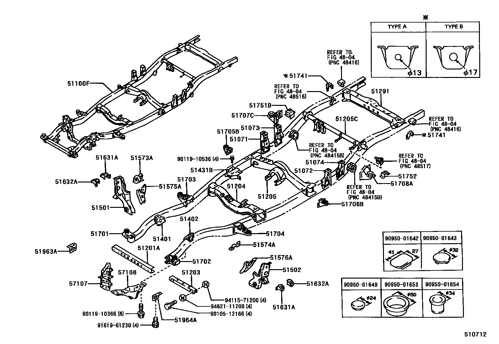 Toyota HILUX 车架 EPC diagram — 510712
