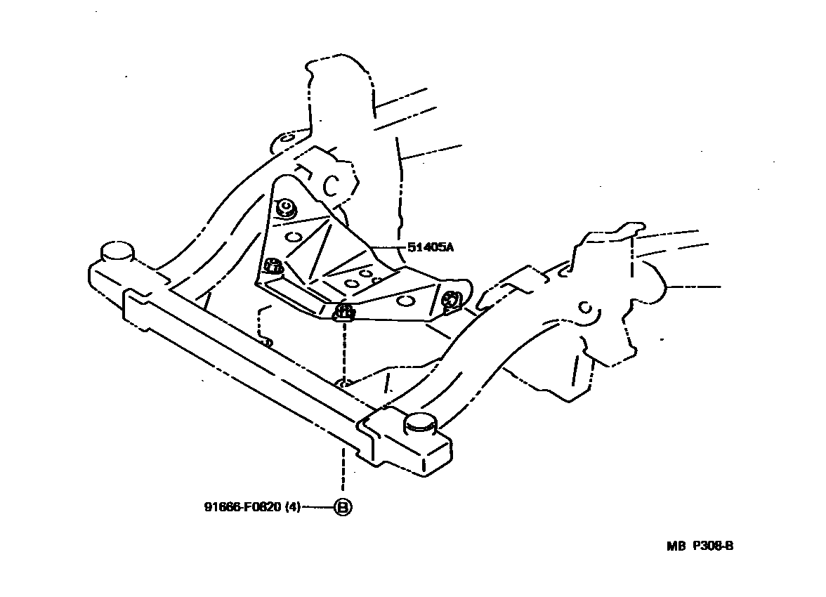 Toyota HILUX 悬架横梁和发动机底罩 EPC diagram — MBP308B