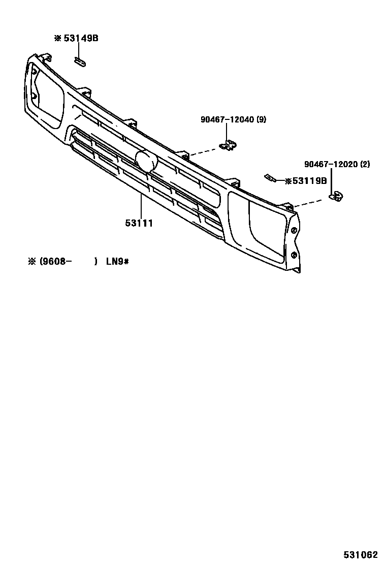 Toyota HILUX radiator grille EPC diagram — 531062