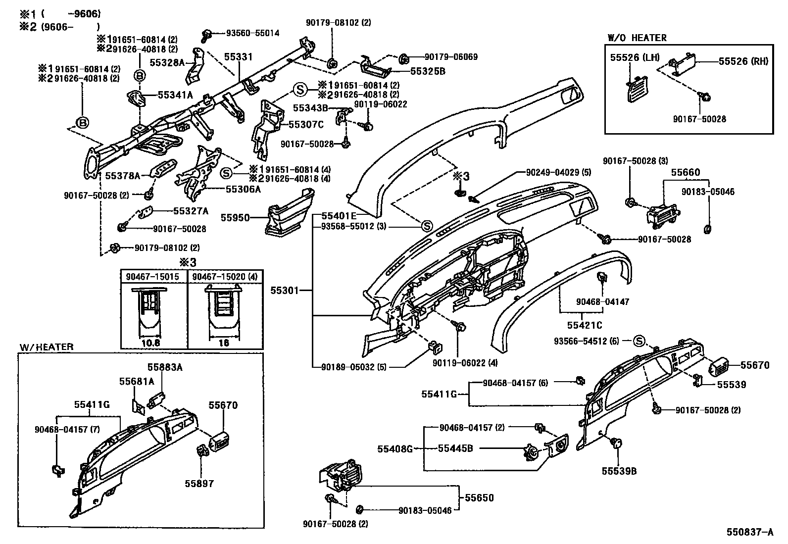 Toyota HILUX 仪表板和手套箱 EPC diagram — 550837A