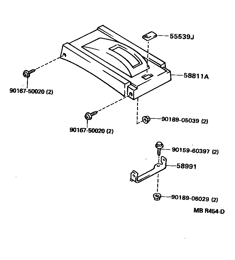 Toyota HILUX 中央扶手箱和支架 EPC diagram — MBR454D
