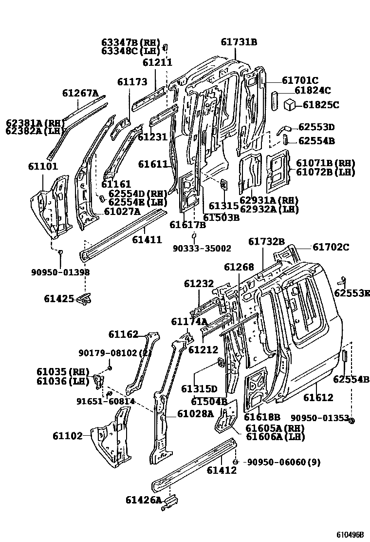 Toyota HILUX 侧梁 EPC diagram — 610496B