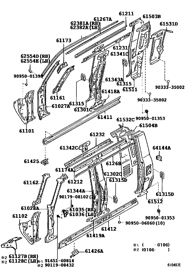 Toyota HILUX 侧梁 EPC diagram — 610497E