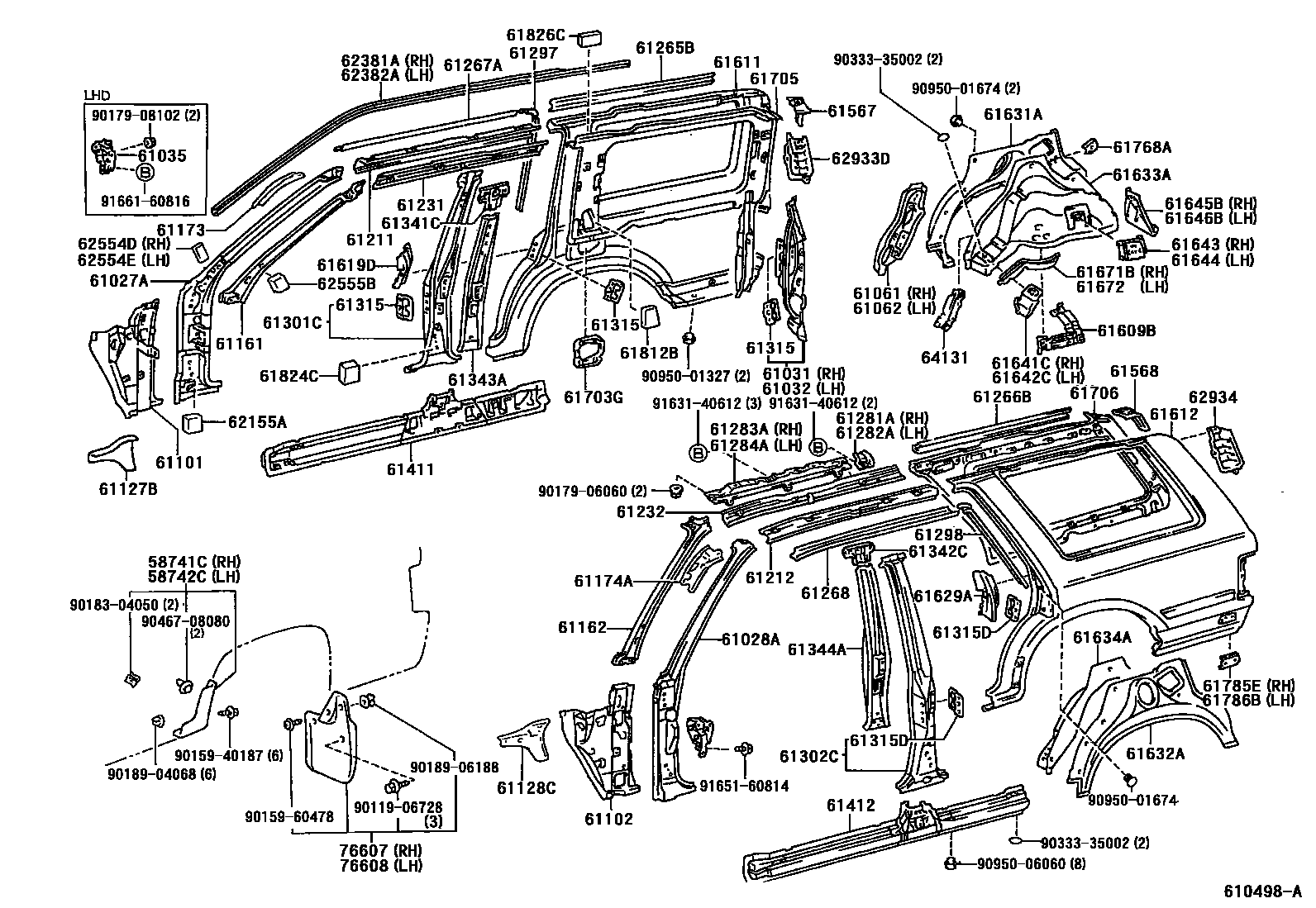 Toyota HILUX 侧梁 EPC diagram — 610498A