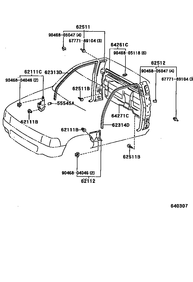Toyota HILUX 车内装饰板 EPC diagram — 640307