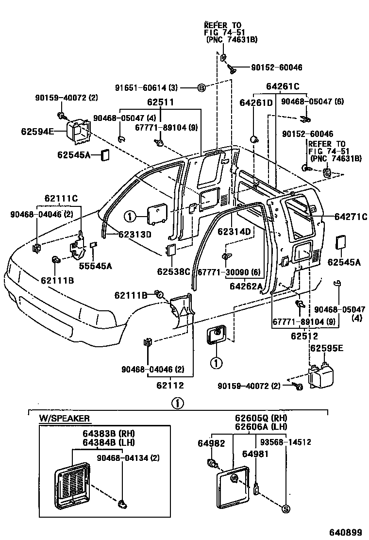 Toyota HILUX 车内装饰板 EPC diagram — 640899