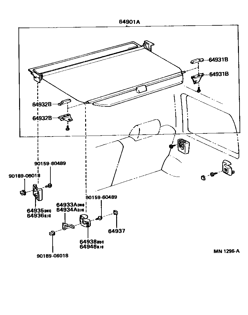 Toyota HILUX glove box panel EPC diagram — MN1296A
