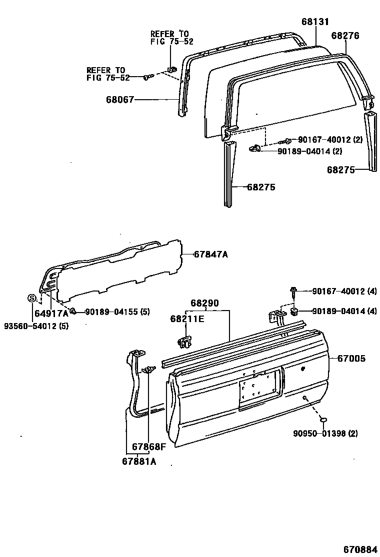 Toyota HILUX 背门板和背门玻璃 EPC diagram — 670884