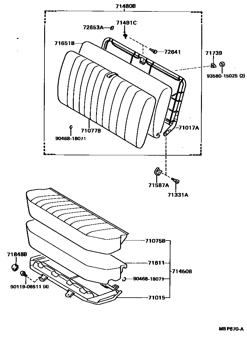 Toyota HILUX 座椅和座椅滑轨 EPC diagram — MBP670A