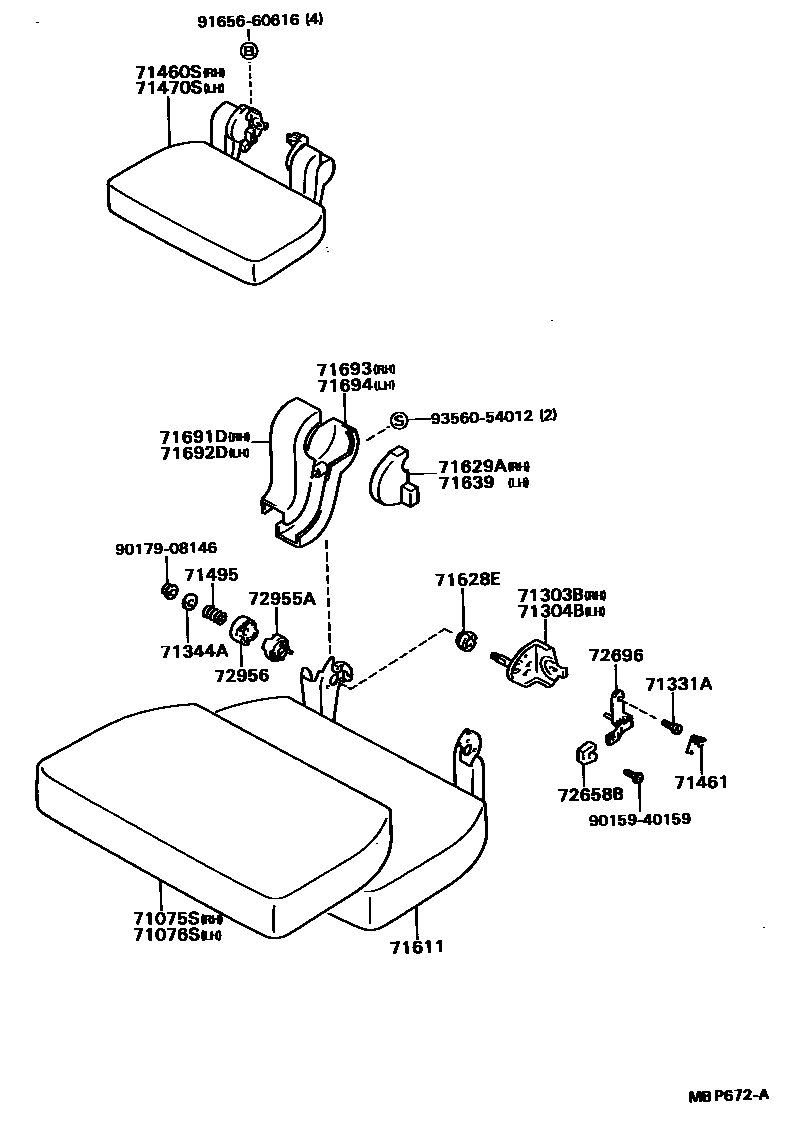 Toyota HILUX 座椅和座椅滑轨 EPC diagram — MBP672A