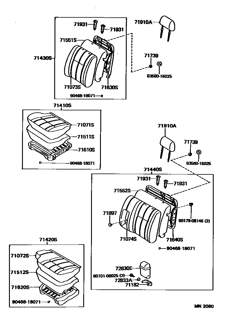 Toyota HILUX 座椅和座椅滑轨 EPC diagram — MN2060