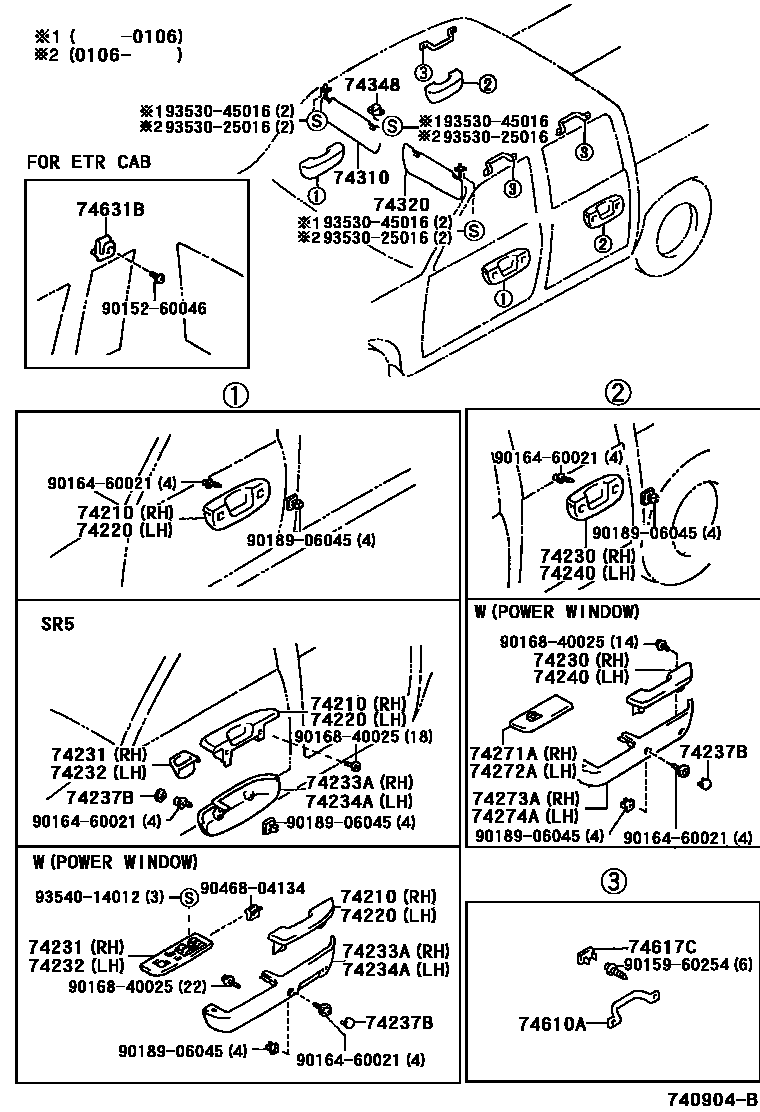 Toyota HILUX 扶手和遮阳板 EPC diagram — 740904B