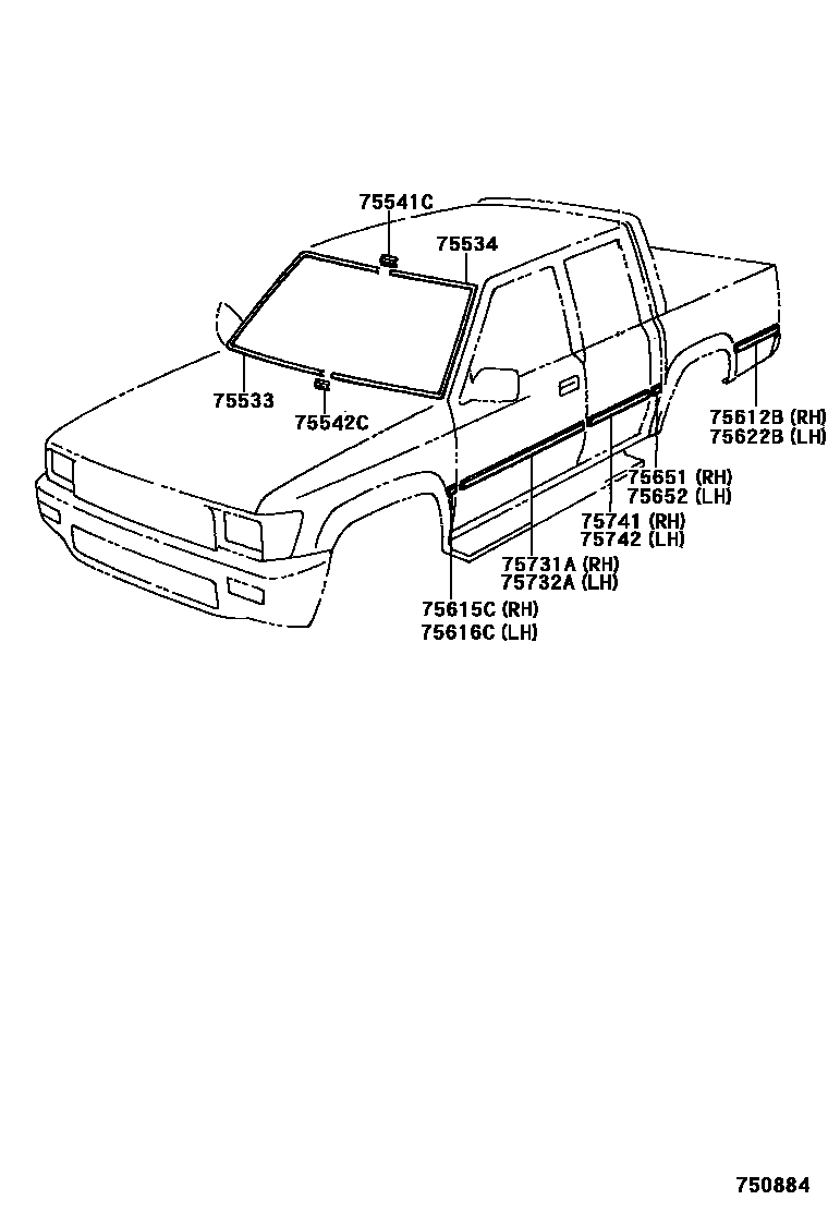 Toyota HILUX 防护条 EPC diagram — 750884