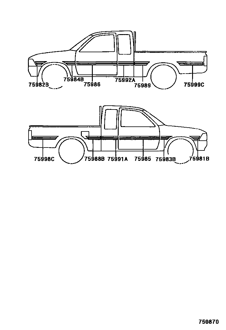 Toyota HILUX 车身镶条 EPC diagram — 750870
