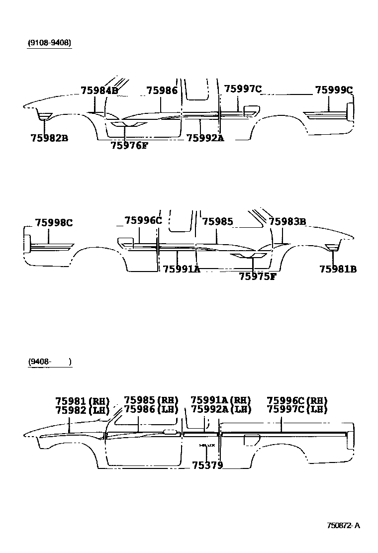 Toyota HILUX 车身镶条 EPC diagram — 750872A