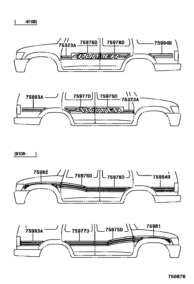 Toyota HILUX 车身镶条 EPC diagram — 750876