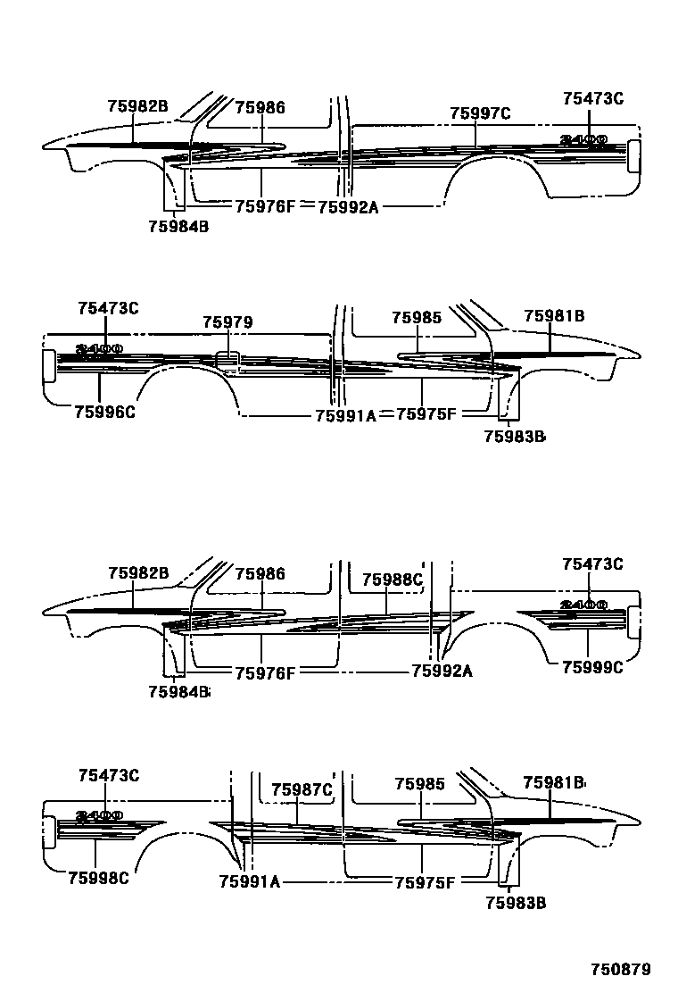 Toyota HILUX 车身镶条 EPC diagram — 750879