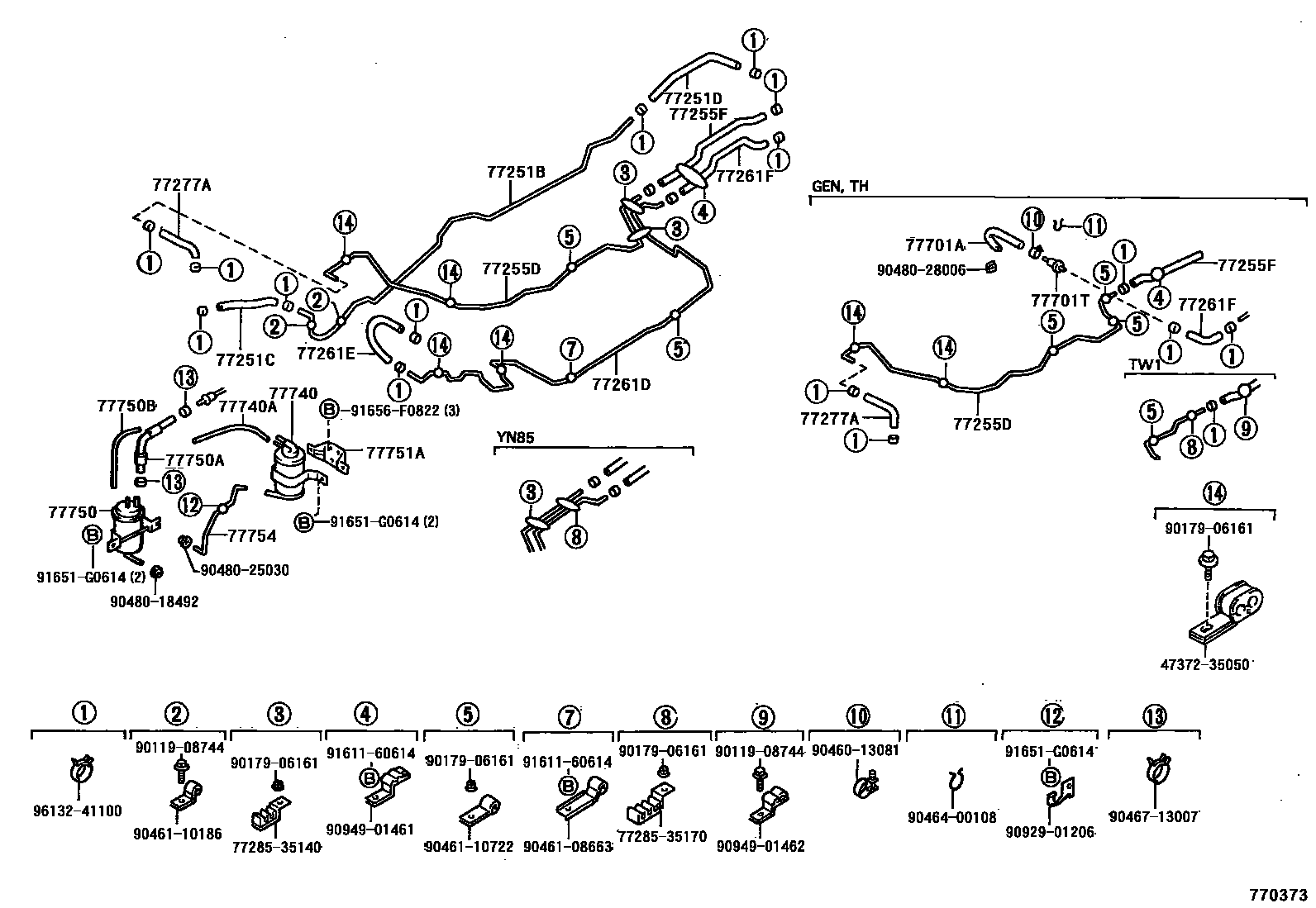 Toyota HILUX 燃油箱和燃油管 EPC diagram — 770373