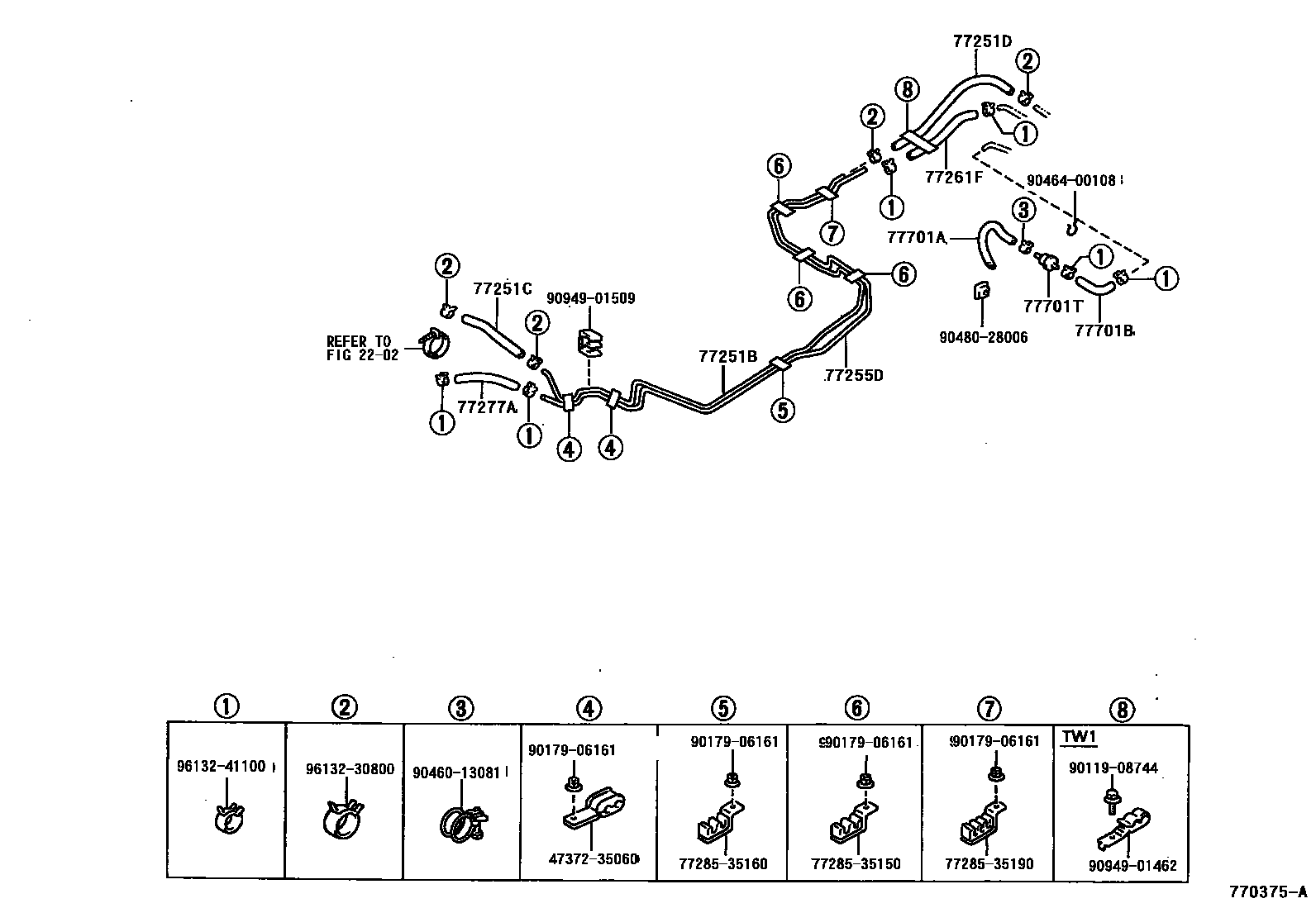 Toyota HILUX 燃油箱和燃油管 EPC diagram — 770375A