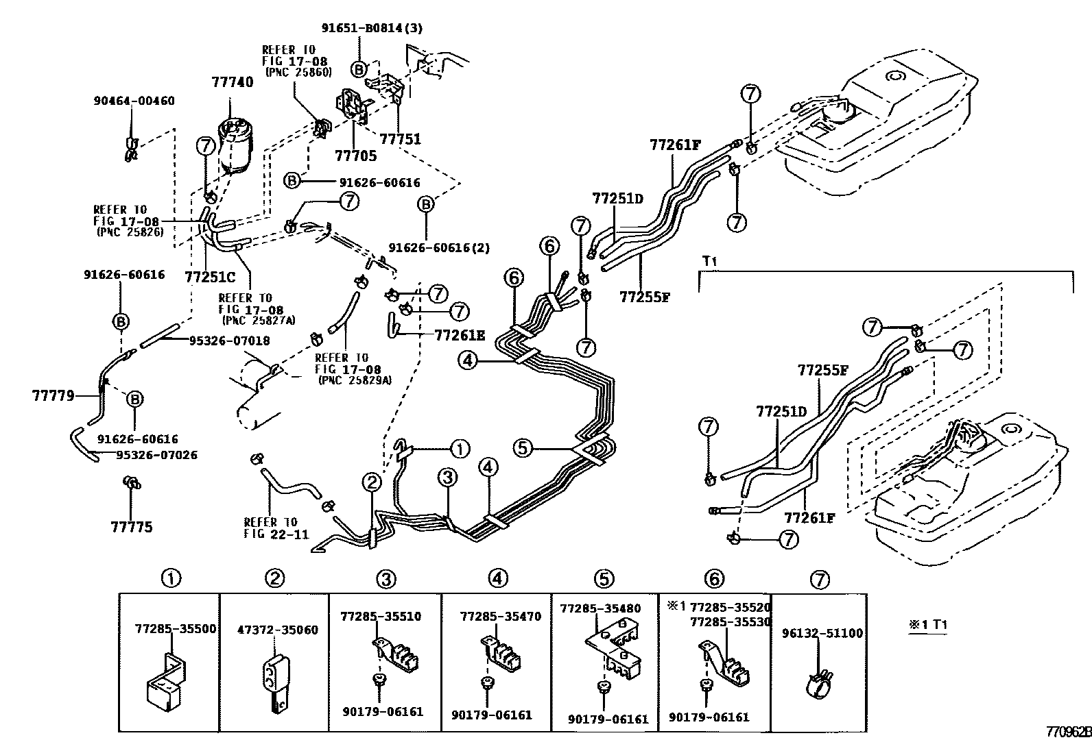 Toyota HILUX 燃油箱和燃油管 EPC diagram — 770962B