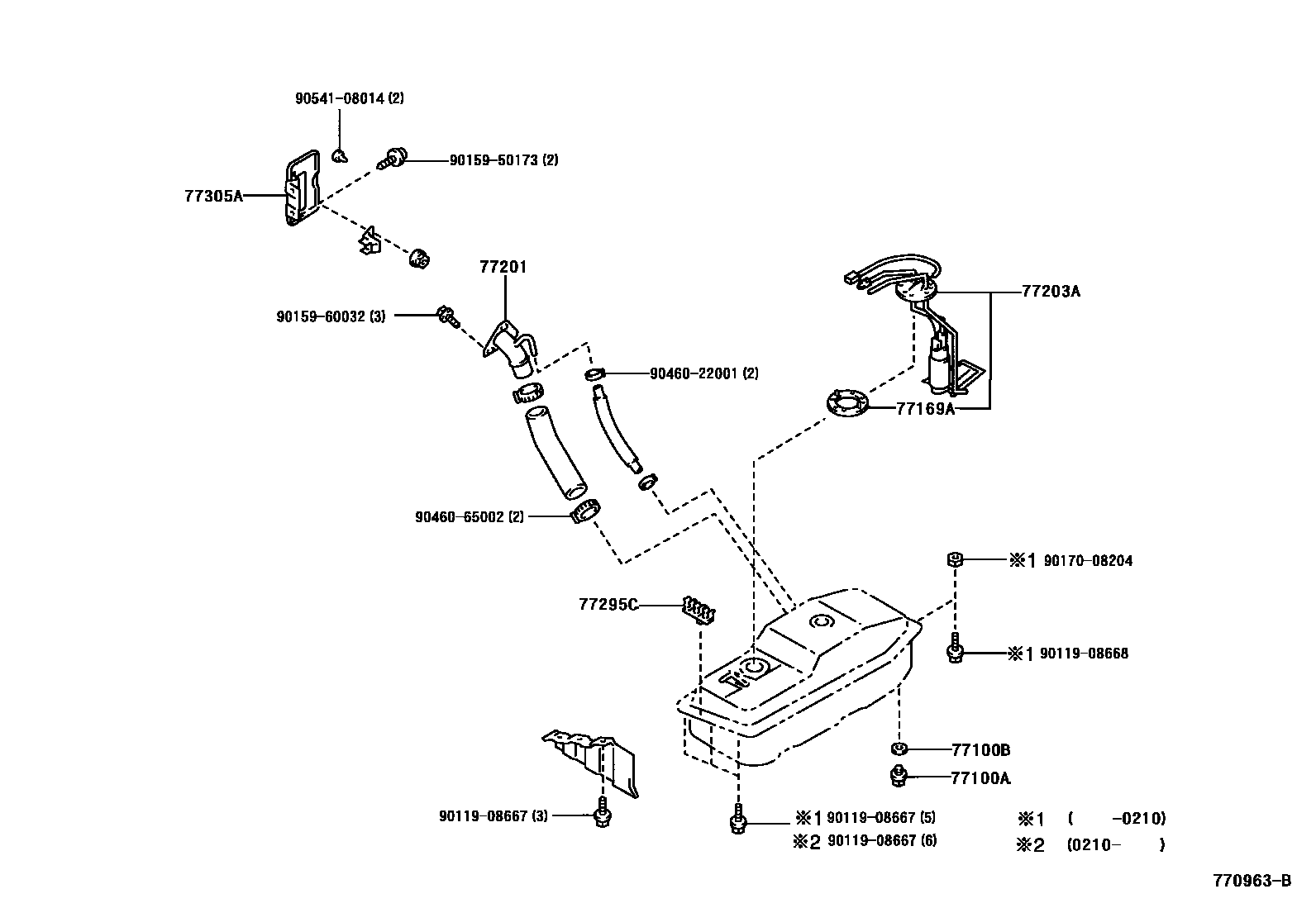 Toyota HILUX 燃油箱和燃油管 EPC diagram — 770963B