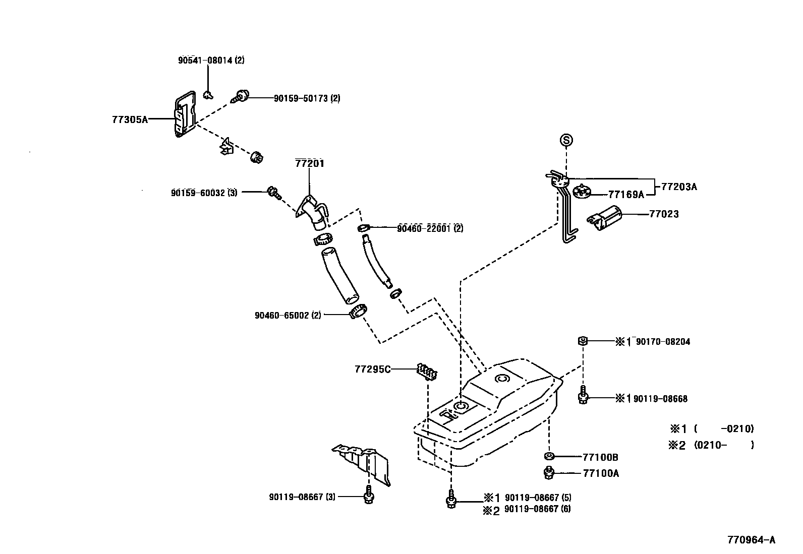 Toyota HILUX 燃油箱和燃油管 EPC diagram — 770964A