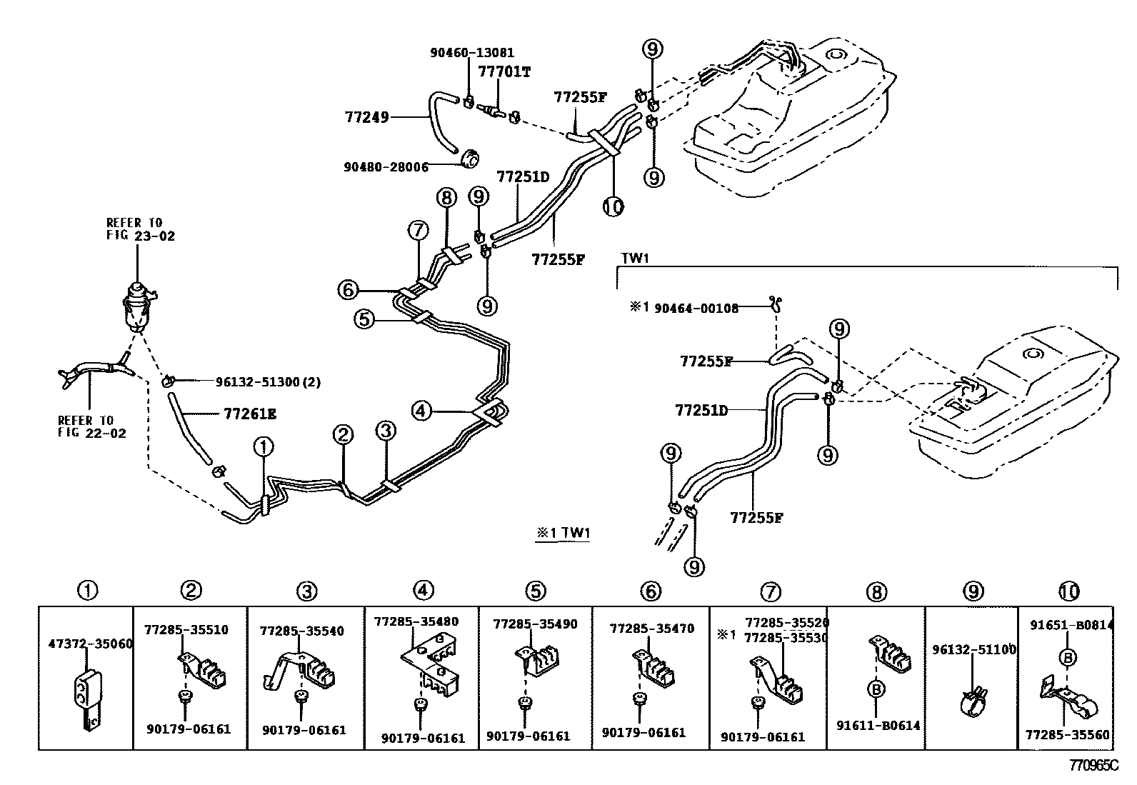 Toyota HILUX 燃油箱和燃油管 EPC diagram — 770965C