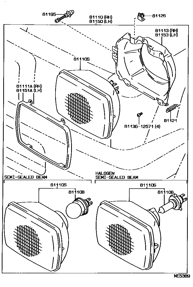Toyota HILUX Headlamp EPC diagram — NE5389