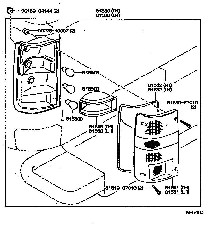 Toyota HILUX 后组合灯 EPC diagram — NE5400