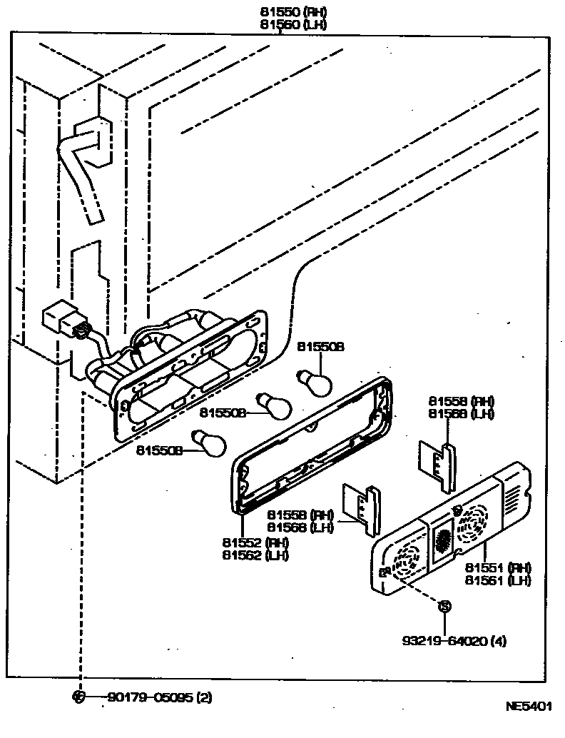 Toyota HILUX 后组合灯 EPC diagram — NE5401